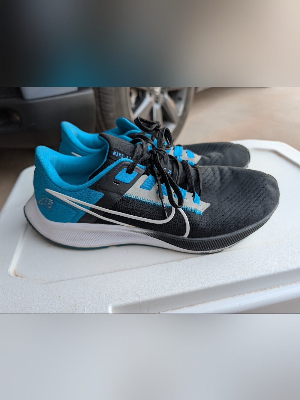 Nike X NFL Air Zoom Pegasus 38 Carolina Panthers Shoe Lightweight Performance